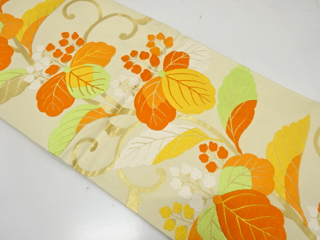 JAPANESE HIRAKI NAGOYA OBI / WOVEN PAULOWNIA ARABESQUE